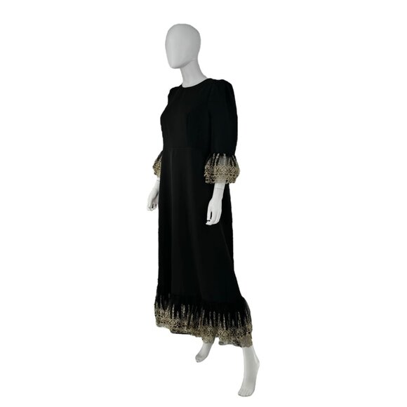 Pomander Place NEW Black Lillith Gold Lace Formal Maxi Dress Size XL - Picture 6 of 11